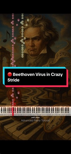 🔴 Beethoven Virus in Crazy Stride (Advanced Piano Tutorial) #piano #pianotutorial #easypiano #pianocover #beethovenvirus
