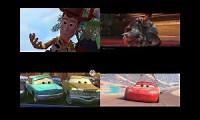 Mix of 4 videos from youtube : Toy Story vs cars￼ Sparta remix quadparison