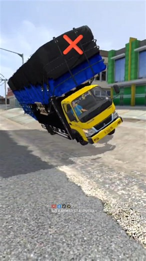 TRUK MUATAN GAYOR MANAKAH YANG TERGULING SAAT PARKIR DITEMPAT YANG MIRING‼️👆 #shorts #bussid #meme