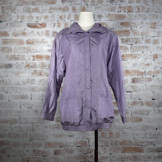 True Vintage 1980s Flawed Condition Tudor Court Haband Women’s Pastel Lilac Purple Solid Print Button up Windbreaker Track Jacket Size Small - Etsy