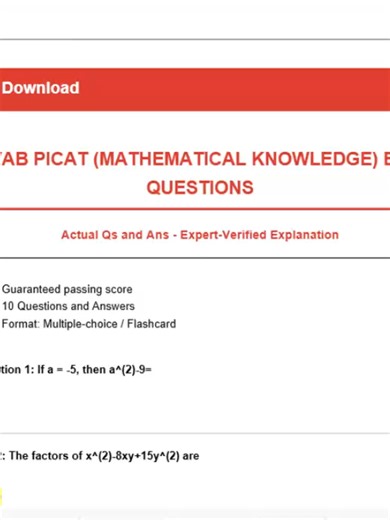 ASVAB PICAT Mathematical Knowledge 2026 📐🚀 10 Practice Questions & Answers Expert Explanations 💯🔥 Preparing for the ASVAB or PICAT in 2026? 🎯📈 This focused Mathematical Knowledge practice set includes 10 realistic exam-style questions with clear, step-by-step expert explanations to help you understand concepts, solve problems faster, and improve your score with confidence! 🧠✨ Mathematical Knowledge is one of the most important sections for improving your overall test performance. This 202