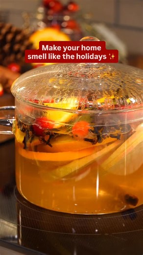 harristeeter on Instagram: "Make your home smell like the holidays with this festive Simmer Pot! 🍊🍎✨🎄 Simmer fruit, spices, and rosemary for a warm, cozy aroma that fills your space all day. Save this recipe for later! Ingredients: ▪️ 1 medium orange ▪️ 1 apple ▪️ 2-3 star anise ▪️ 1 Tbsp. Cloves ▪️ 2-3 cinnamon sticks ▪️ 1/4 cup cranberries ▪️ 2-3 sprigs rosemary ▪️ 4-5 cups of water Directions: 1️⃣ Slice your orange and apple into thin discs. Place them into your simmer pot. 2️⃣ Add the rem
