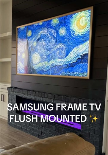 Samsung Frame TV Install 😎 We ran the one connect cable to the cabinet below so this tv could get as flush to the wall as possible ✨ #samsungframetv #tvinstaller #quicktechav #tvmounting #howto