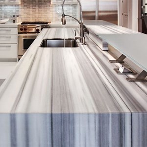 [Hot Item] Natural Straight Wooden White Marble Tiles for Kitchen Island Dining Table Countertops Tops