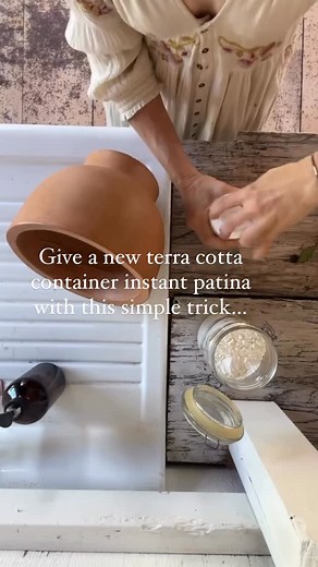 44K views · 708 reactions | You do you but I love an antiqued looking terracotta. You could also use limewash if you have a bit more patience and some sitting around—you can use modpodge paste or Elmer’s glue for this, really you’re just making it tacky for the flour to adhere to. Do you prefer brand new terra cotta look or patina? #diy #terracotta #patina #decorate #fall #autumn | Blossom and Branch Farm | Facebook