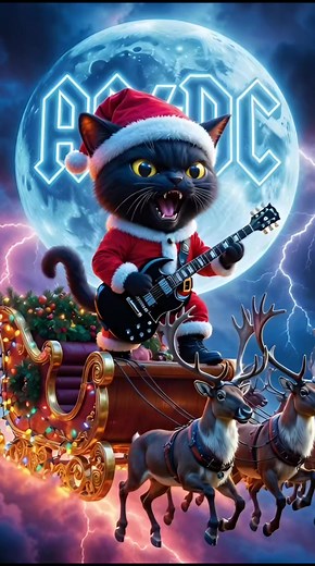 🎅🎅 Merry Christmas 🎅🎅 Thunderstruck Christmas Cats - ACDC #aiart #christmas #rock #foryou #catmeme