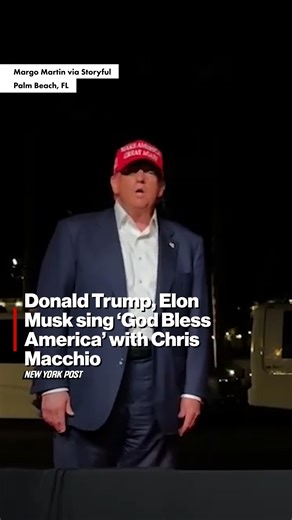 Donald Trump and Elon Musk joined opera singer Chris Macchio for a rendition of "God Bless America." 👏 | New York Post