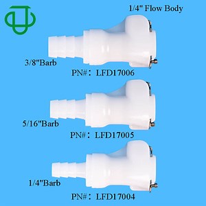 [Hot Item] Lfd170 POM in-Line Valved Female Coupling Body Plastic Disconnect Couplings with 1/4" 5/16" 3/8" Hose Barb