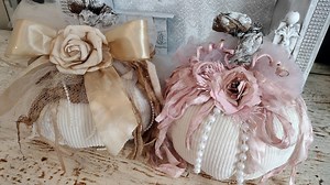 Handmade Shabby Chic Fabric Pumpkins, Romantic Victorian Pumpkin, Neutral and Pink Fall Décor - Etsy