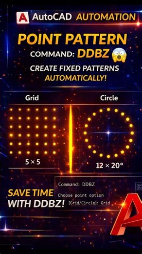 AutoCAD 1 Minute Hack – Point Pattern Automation #shorts #shortsfeed #autocad #autocadtips