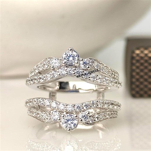 2.00 Ct Diamond Ring Enhancer Wedding Wrap Ring Guard in 925 Sterling Silver Ring Jacket for Women Engagement Ring Enhancer Gift for Her - Etsy Australia