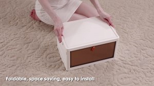 Sweetcrispy 4 Tier Stackable Plastic Storage Boxes with Lid - 23QT Foldable Organizers and Storage with Magnetic Doors & Lockable Wheels, Collapsible Storage Bins for Living Room, Office, Dorm