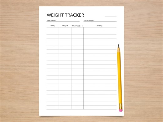 Weight Loss Tracker Printable: Minimalist Weight Log (PDF Download, 5 Sizes) - Etsy