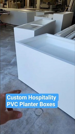 Custom Hospitality PVC Planter Boxes. These planters will be used at a hotel restaurant on a deck.