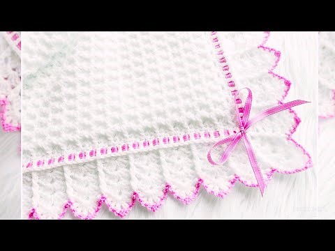 Baby blanket/sheet with beautiful crocheted pattern