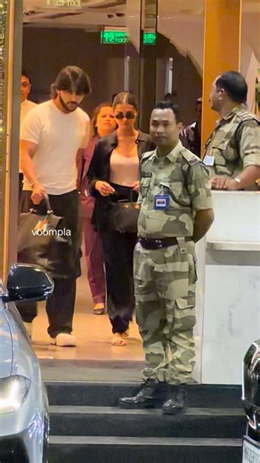 Voompla on Instagram: "airport scenes. tara sutaria and veer pahariya roll out of kalina"