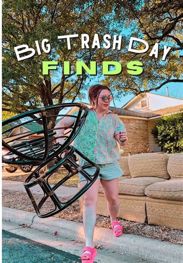 Big Trash Day = FREE furniture treasure hunt 🤯🛋️ Driving around on bulk pickup day and scoring curbside gems. Vintage couch, papasan chair, and more. Would you grab this or pass? #bigtrashday #curbsidefinds #freefurniture #furnitureflip #trashpick