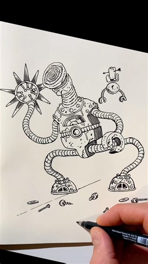 Drawing a Strange Robot #robot #artvideo #drawing #doodle #drawing