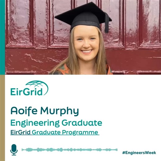 Aoife Murphy, a talented engineering graduate from #Galway has been marking Engineers Week and International Women’s Day by sharing her journey and experiences into the profession. Less than a year after graduating from university, Aoife now works to prepare Ireland’s electricity grid for the future as part of the EirGrid graduate programme. She is part of the first cohort in the programme to have more female engineers than male 🙋🎓 “A degree in engineering is not easy, and it will challenge yo