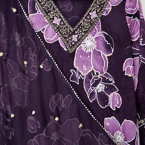 Purple Floral Kurta Set: Embroidered Indian Chinnon Outfit - Etsy