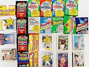 Vintage Baseball Cards Lot - 300 Old Baseball Trading Cards in Sealed Packs | Gift Package for First Time Collectors & Baseball Fans