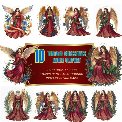Vintage Christmas angle clipart