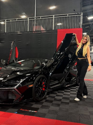 1,001hp. V-12. Three electric motors. This is @lamborghini turned all the way up! Join April Rose to check out this 2024 #Lamborghini #Revuelto from the personal collection of two-time World Series Champion Jacoby Ellsbury. Finished in Nero Noctis with extensive Shiny Carbon, this hybrid supercar is ready to make some noise in Las #Vegas. Learn more on Barrett-Jackson.com