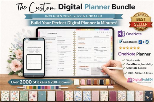 All in One Onenote Digital Planner 2026 | Hyperlinked Daily Weekly Monthly Planner’ Adhd Template - Etsy UK