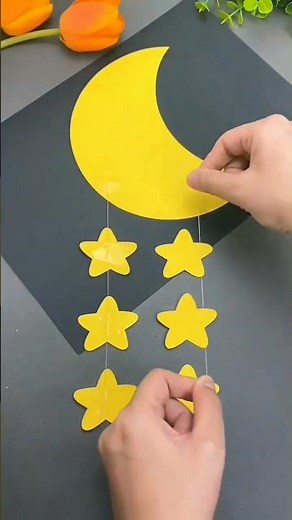 Easy wind chime craft idea | Moon and star wind chime | How to make a wind chime using cardboard