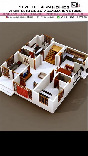 31K views · 167 reactions | 3d floor plan / furniture layout / interior design concept Design: anju kadju നിങ്ങളുടെ വീടും മനോഹരമായി ഡിസൈൻ ചെയ്യാം. +91-7591987363 Pure design homes Architectural design studio *3d elevation *3d plan *interior design *walkthrough video *landscape #3ddesigner #online #anjukadju | Anju Kadju | Facebook