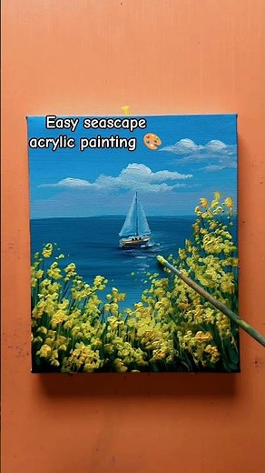 From Blank Canvas to a Peaceful Seaside Escape | Easy Acrylic Painting Tutorial 🎨