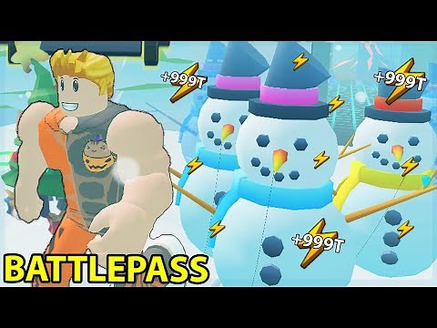 Pulling The BIGGEST SNOWMAN IN THE WORLD! MAX Battlepass! | Roblox Strongman Simulator