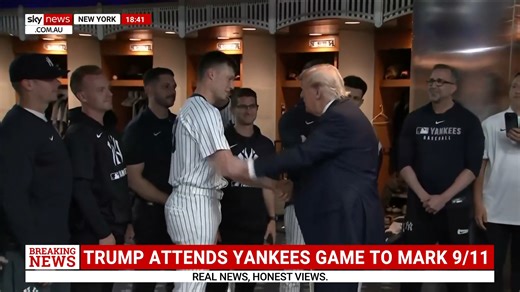 5.8K views · 152 reactions | US President Donald Trump met with the New York Yankees on the 24th anniversary of the 2001 September 11 terrorist attacks. | Sky News Australia | Facebook