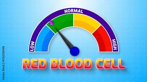 4K Animated Red Blood Cell Count Meter Increasing from Low to High Levels , Monitoring Oxygen Transport and Hematologic Health