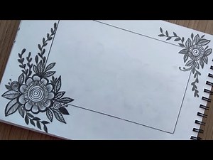 Easy and Simple Border Design for Project | Easy corner Flower Drawing Tutorial For Beginners Simple
