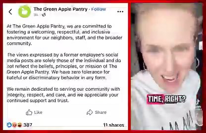 BREAKING - Melissa Halverson, the leftist Michigan woman who made a video celebrating the possible capture and death of a downed US airman at the hands of Iran, has been fired from her position as an administrative assistant at Green Apple Pantry.