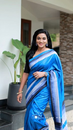 17K views · 222 reactions | Stripes of elegance in shades of royal blue- a semi tussar beauty that speaks style with simplicity. Three colours avaialbe )Blue, Red and Blackish green ) Code T01 For enquiries whatsapp 9447362327/ Dm  @shijoydakshamovies | Nitha Promy | Facebook