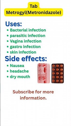 Tab metrogyl (metronidazole)-uses-side effects #viral #medicine #drug #metrogyl #metronidazole