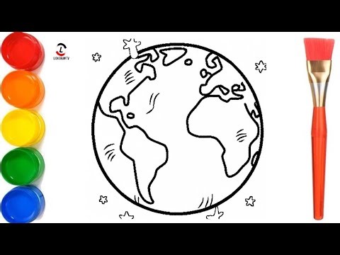 How to Draw earth drawing, Painting and Coloring for Kids & Toddlers | Draw, Paint and Learn