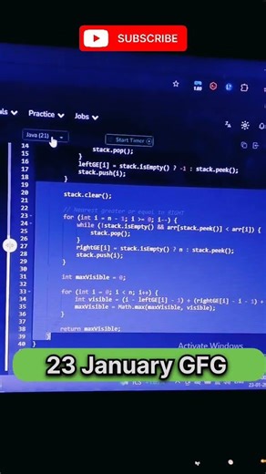 GFG POTD 23 January | Maximum People Visible in a Line | Monotonic Stack Solution Java C++ Python JS