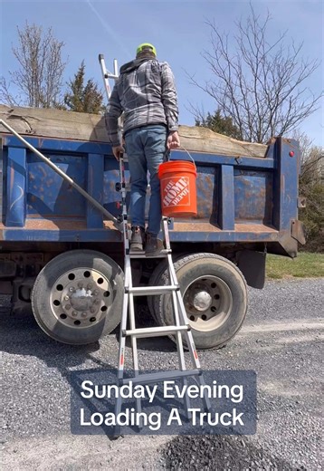 Loading a dump truck with a shovel and a 5-gallon bucket #build #howto #construction #diy #contractor