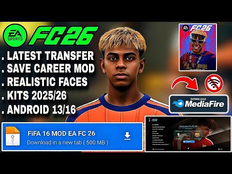 UPDATE 2025! FIFA 16 MOD EA FC 26 Android Offline | Can Career Mode + All Tournaments (V21)
