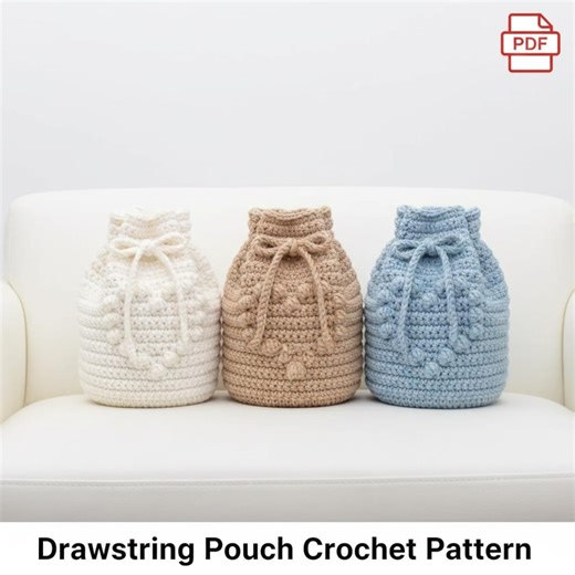 Crochet Drawstring Pouch Pattern PDF | Beginner to Intermediate | Heart Bobble Pouch | Digital Download | | DIY Crochet Pouch PDF |valentine - Etsy UK
