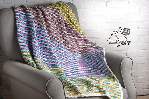 Crochet Striped Afghan Free Pattern with Video Tutorial - Winding Road Crochet