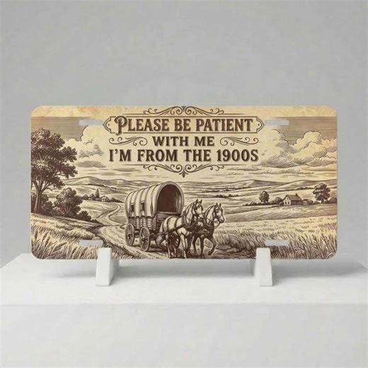 Funny License Plate | Vintage Covered Wagon, Sarcastic Car Decor - Etsy