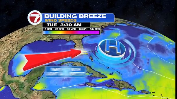 Some help on the way. High backs away helping the wind to shift off the ocean. This should reduce temperatures closer to normal in the low 90's mid to late week. Also, bring in more moistures for morning passing showers and afternoon inland storms. | 7Weather | Facebook