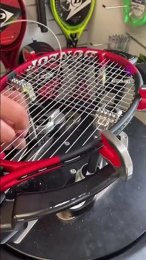 Stringing the Dunlop CX 200 Tour Tennis Racket at Bassline using the Dunlop Stringing machine 2.0