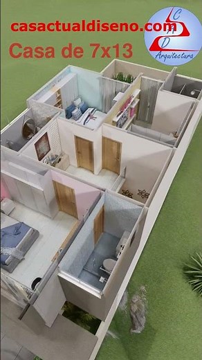 Casa de 7x13 DOS Plantas con 4 RECAMARAS #arquitectura #casasecologicas #casa