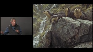 Robert discusses his painting, On the Brink River Otters. | Robert Bateman
