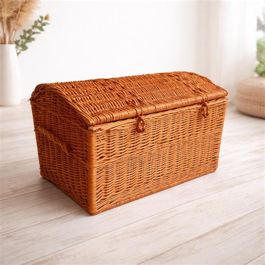 Wicker Toy Storage Chest, Large Toy Box With Lid, Nursery Storage Basket, Kids Room Organizer, Natural Toy Storage, Montessori Toy Chest - Etsy